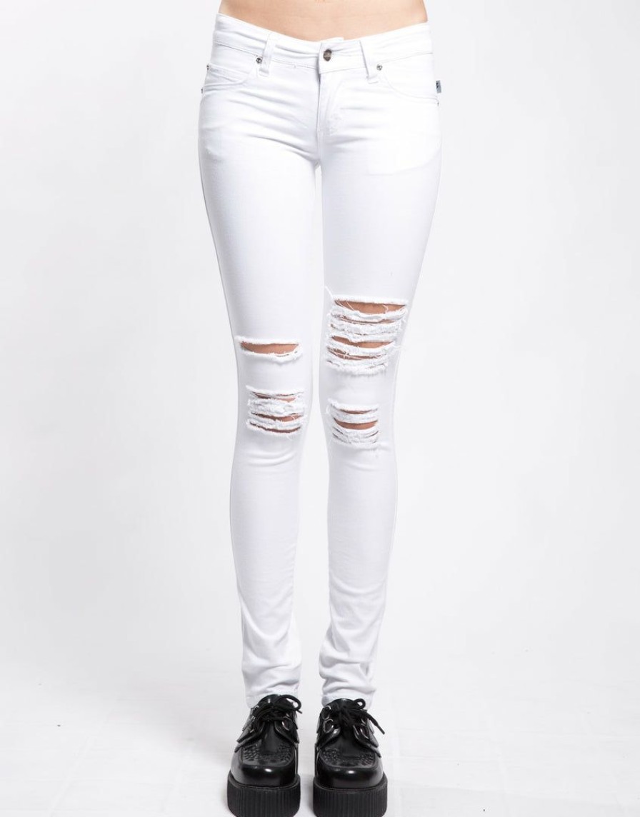 Women * | Trippnyc.Com Knee Slit Jean Women White