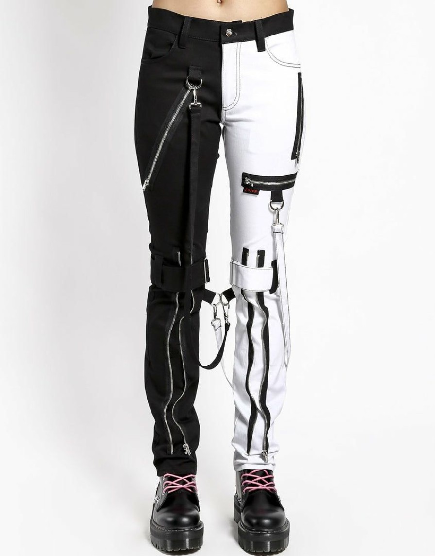 Women * | Trippnyc.Com Women Split Leg Bondage Pant White Black/White