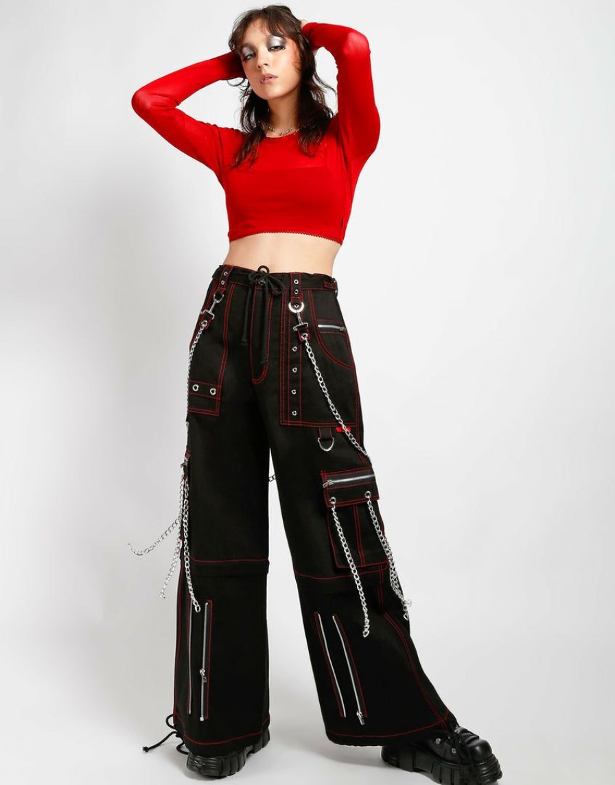 Women * | Trippnyc.Com Chain To Chain Pant Red Stitch Black/Red Stitch