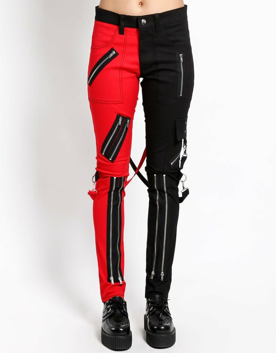 Women * | Trippnyc.Com Split Leg Bondage Pant Women Red/Black