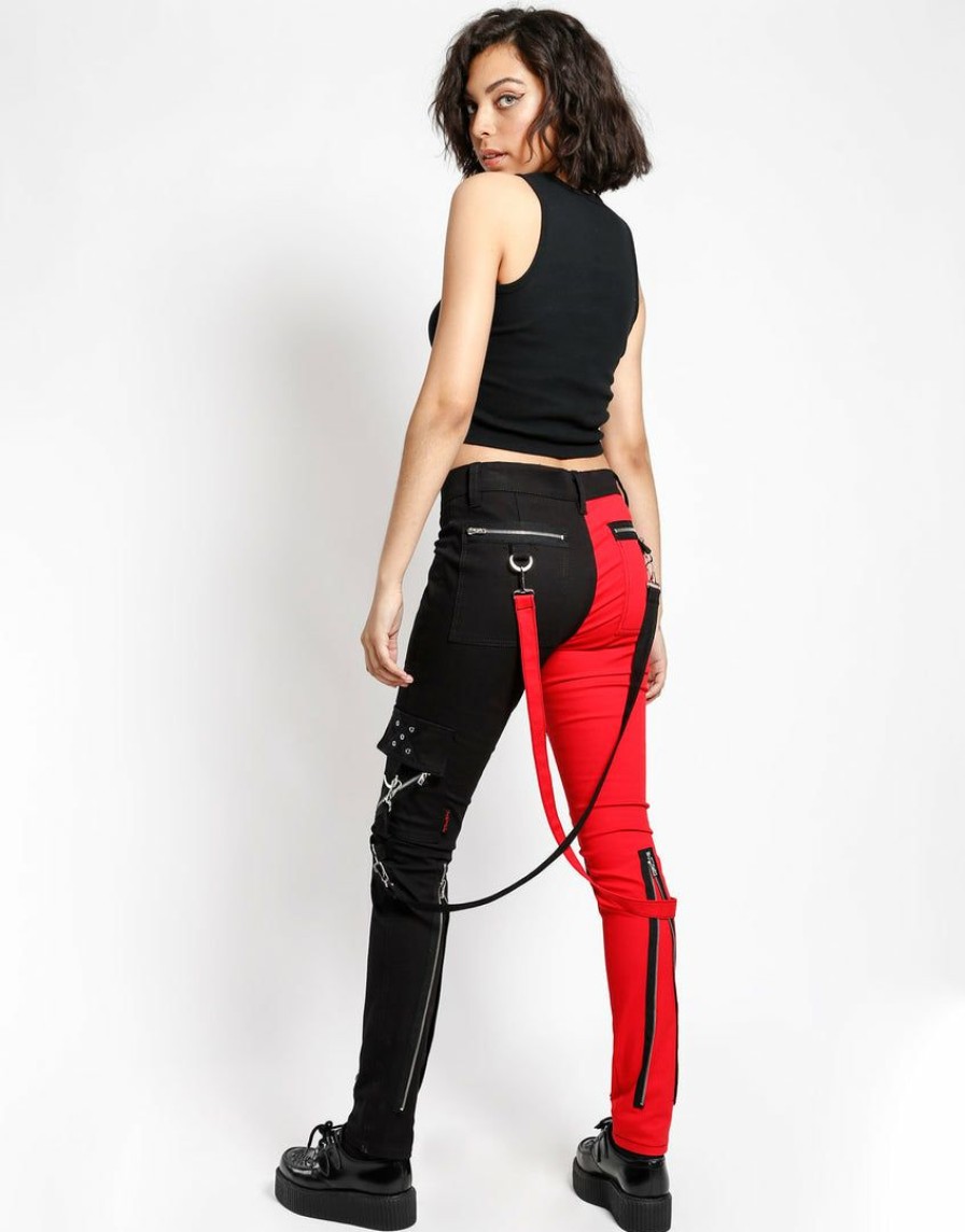 Women * | Trippnyc.Com Split Leg Bondage Pant Women Red/Black