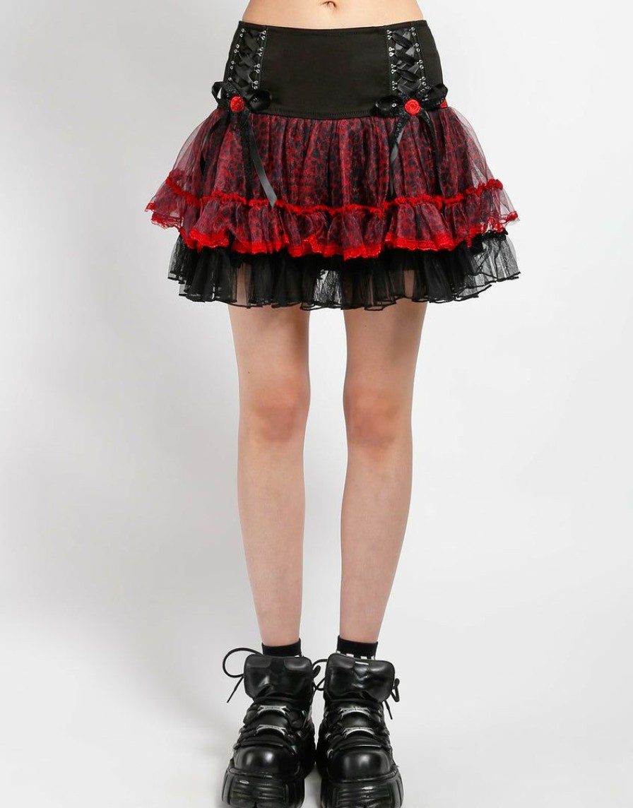 Women * | Trippnyc.Com Tutu Skirt Red Leopard Red/Leop/Blk