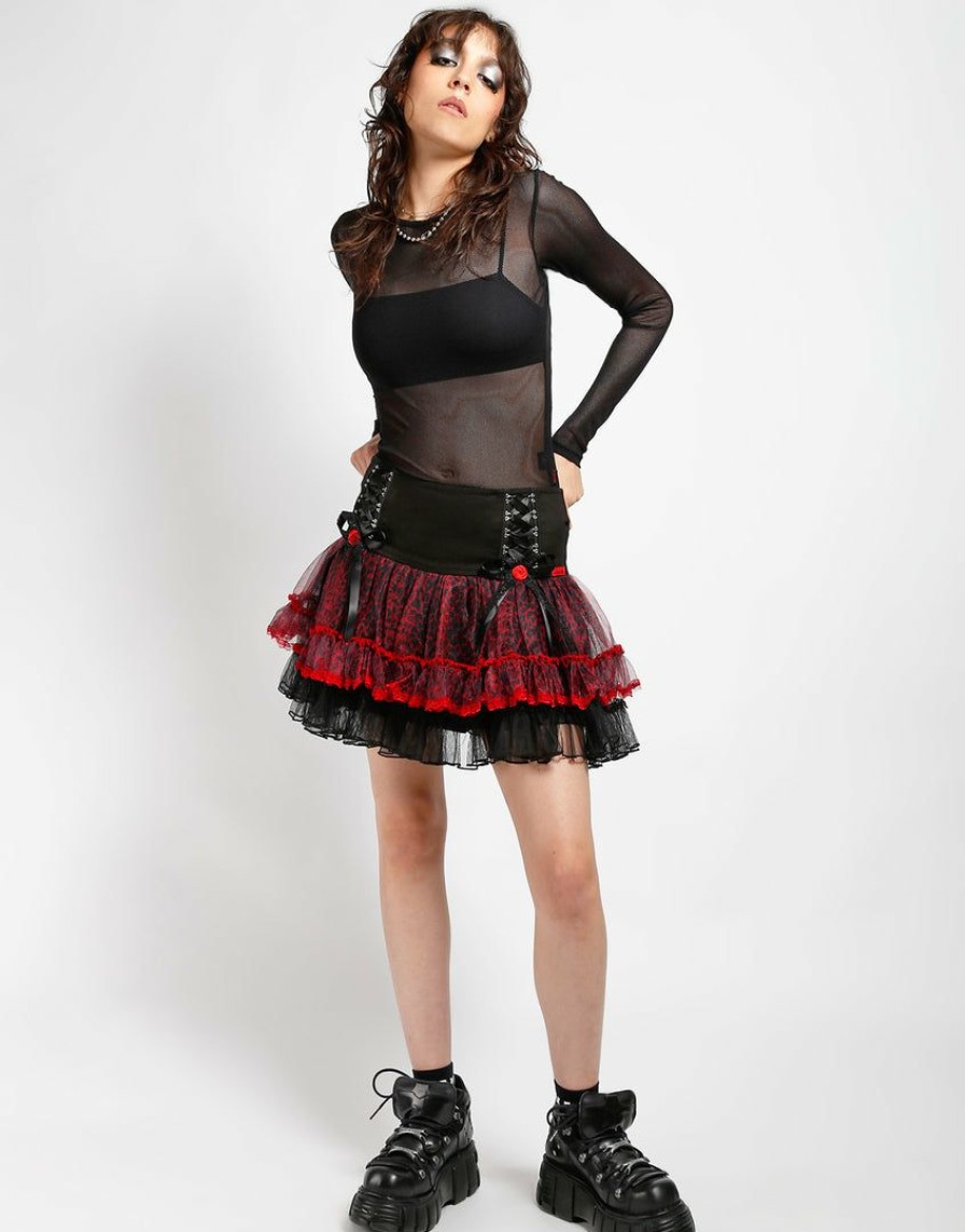 Women * | Trippnyc.Com Tutu Skirt Red Leopard Red/Leop/Blk