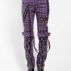 Women * | Trippnyc.Com Bondage Pant Violet Plaid Violet Tartan Plaid