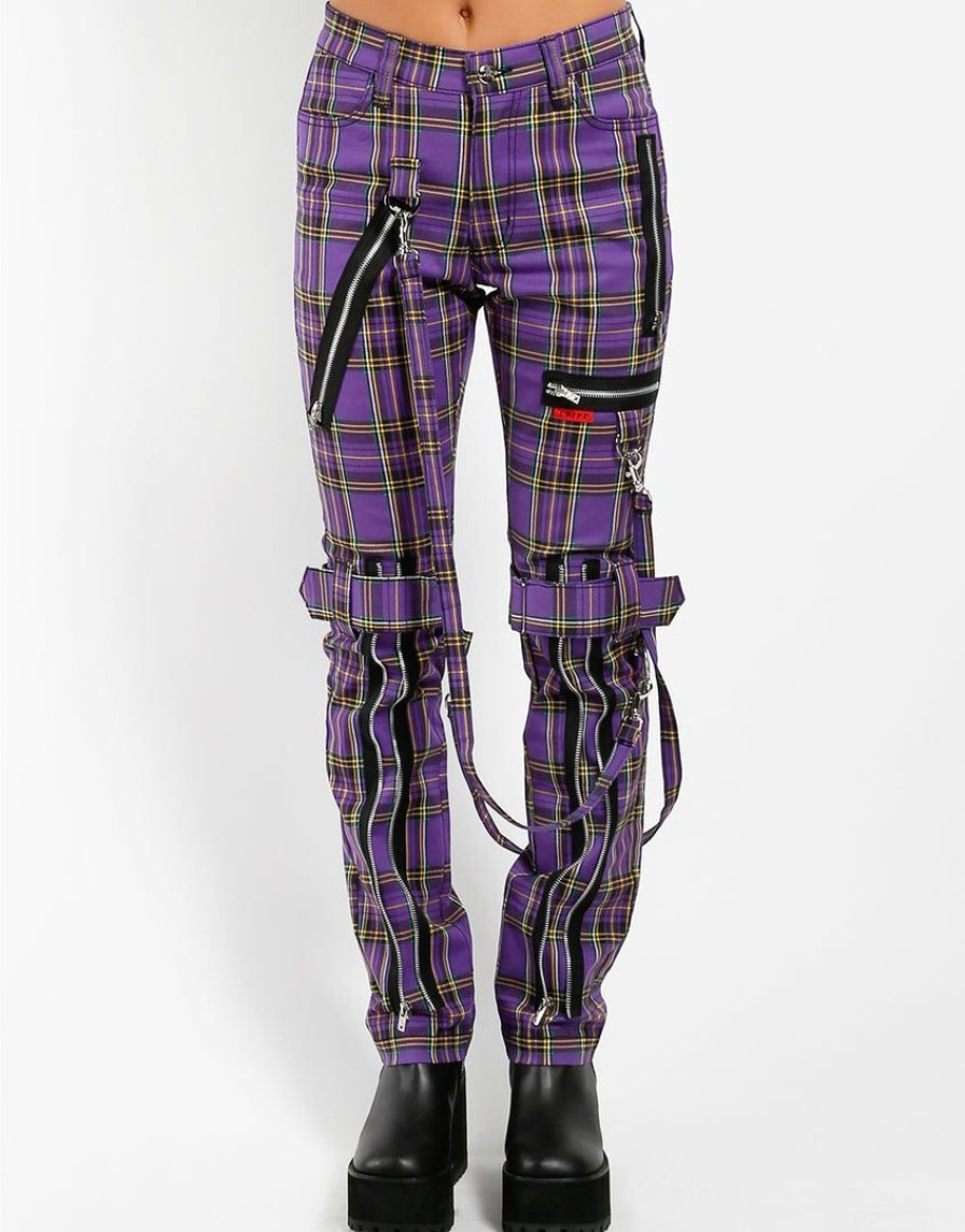 Women * | Trippnyc.Com Bondage Pant Violet Plaid Violet Tartan Plaid