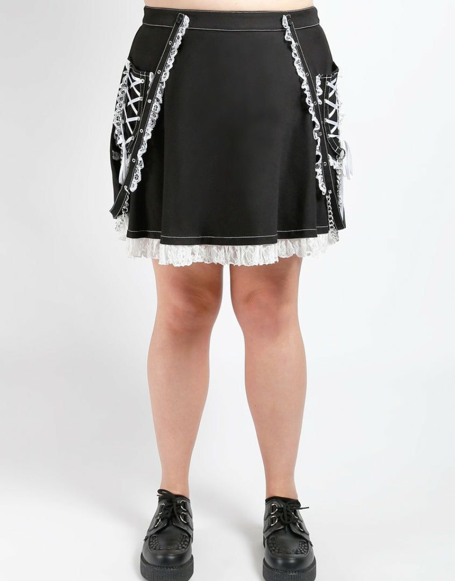 Women * | Trippnyc.Com Curve Lolita Suspender Skirt Black/White