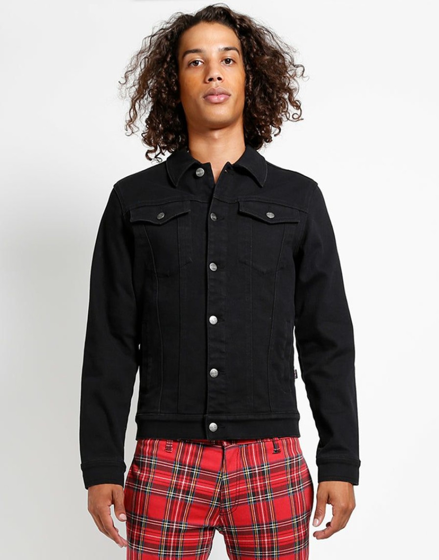 Men * | Trippnyc.Com Trash & Vaudeville Marlon Jean Jacket Men Black