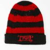 Women * | Trippnyc.Com Tripp Nyc Stripe Beanie Red Women Black/Red