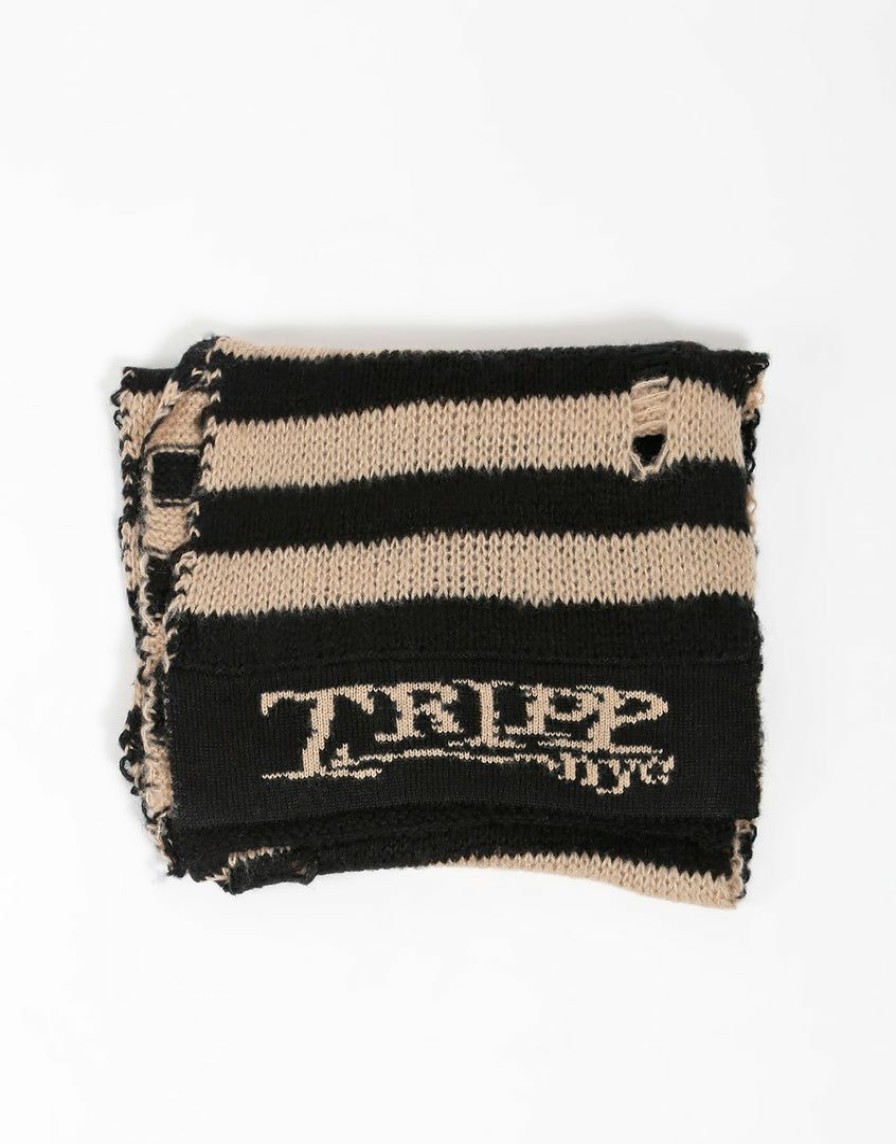 Women * | Trippnyc.Com Tripp Nyc Stripe Scarf Cream Ivory Women Blk/Cream