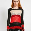 Women * | Trippnyc.Com Punk Stripe Sweater Black/Ivory/Red