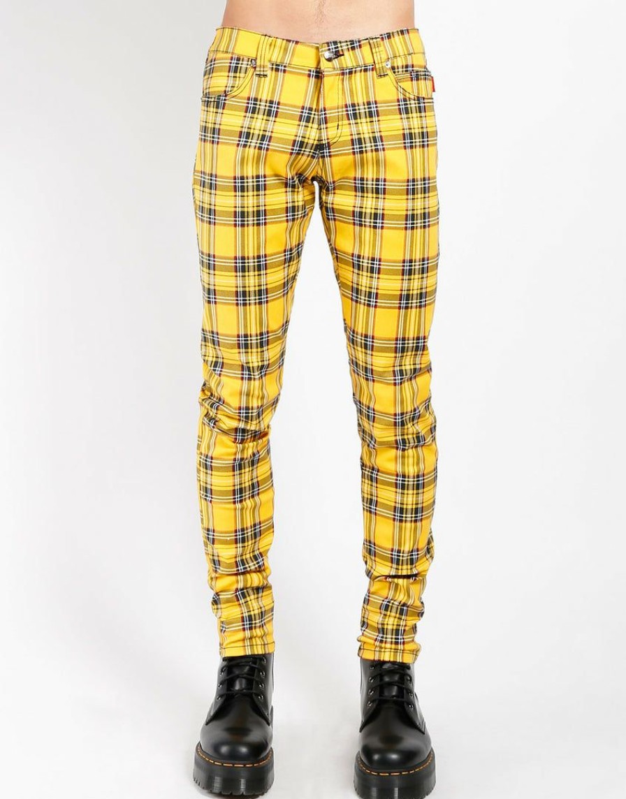 Bottoms * | Trippnyc.Com Rocker Jean Yellow Tartan Men Yellow Plaid