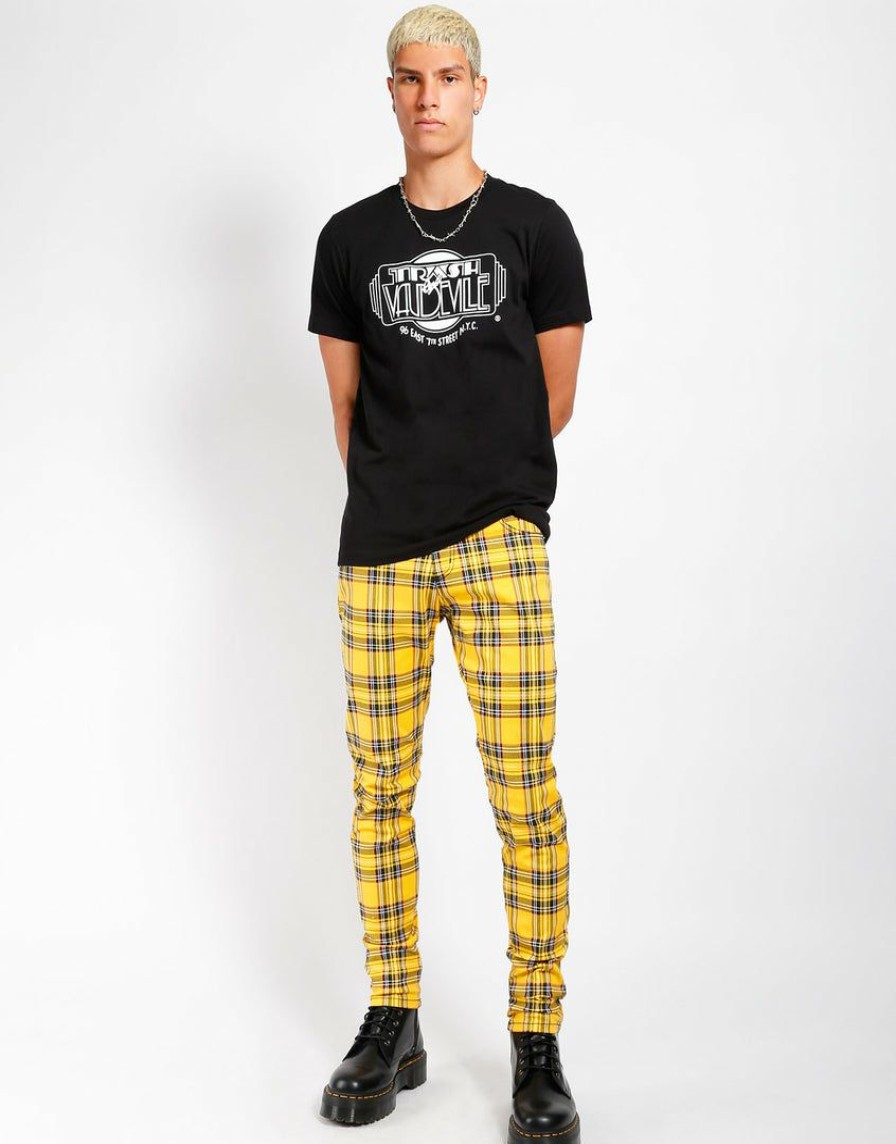 Bottoms * | Trippnyc.Com Rocker Jean Yellow Tartan Men Yellow Plaid