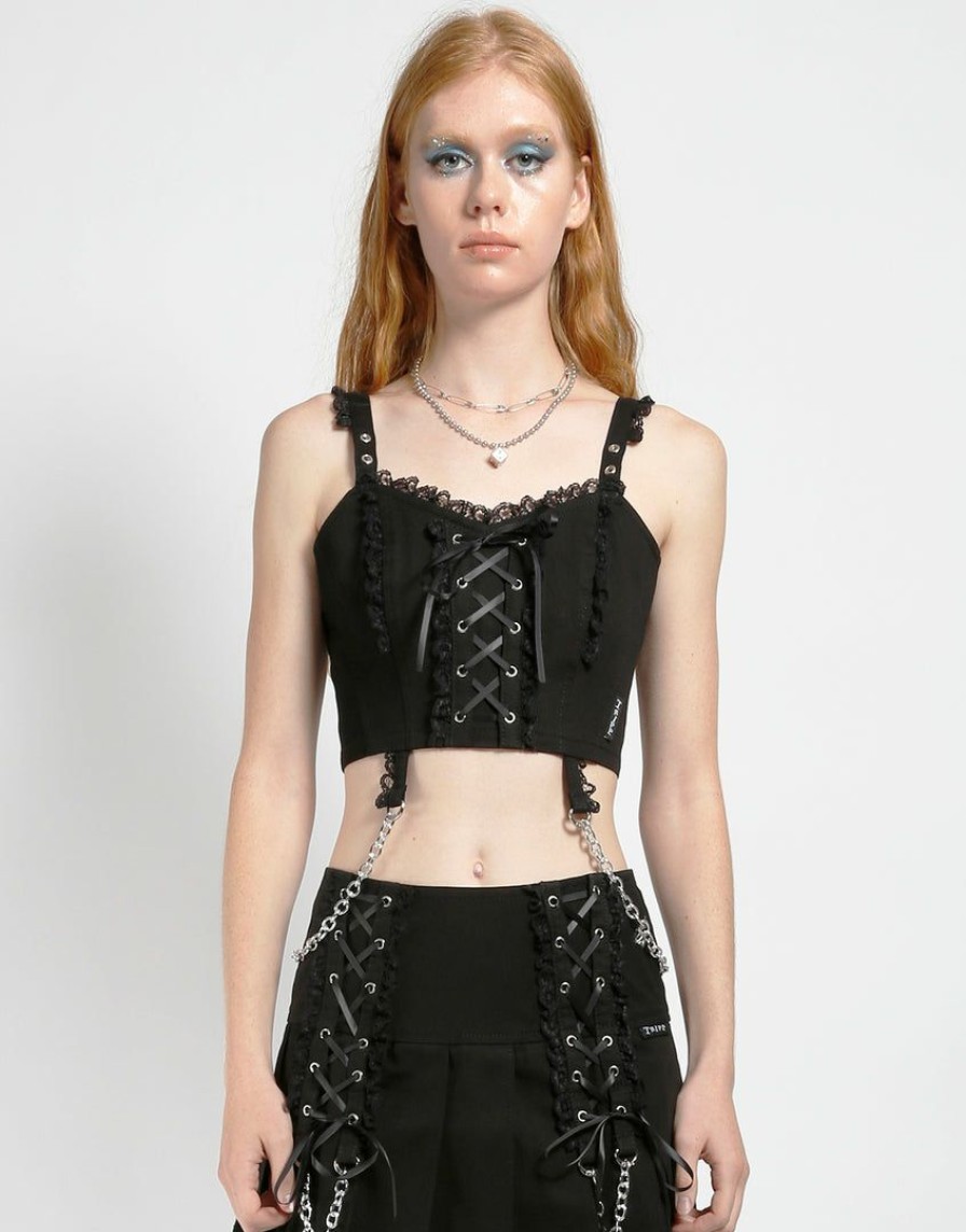 Women * | Trippnyc.Com Lolita Corset Black Women Black/Black