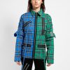 Women * | Trippnyc.Com Women Split Punk Jacket Blue/Green Plaid