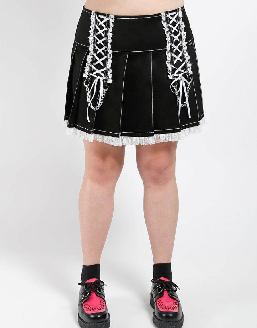 Women * | Trippnyc.Com Curve Lolita Pleated Skirt Black/White