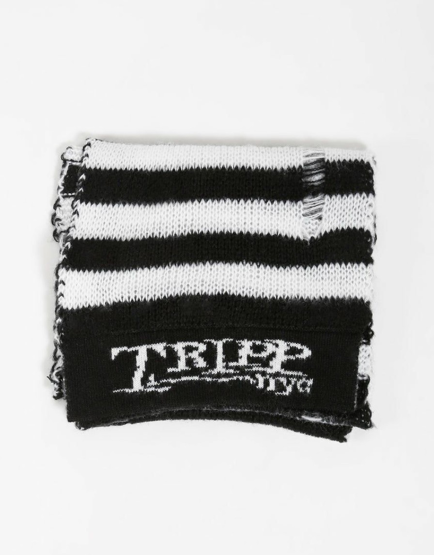 Women * | Trippnyc.Com Women Tripp Nyc Stripe Scarf White Blk/White