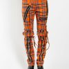 Women * | Trippnyc.Com Bondage Pant Orange Plaid Women Orange Tartan Plaid