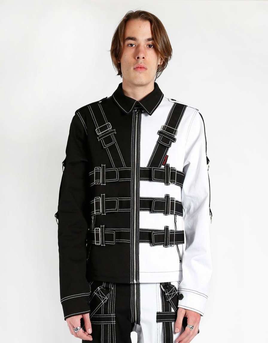 Men * | Trippnyc.Com Men Split Pilot Jacket Black/White