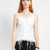 Women * | Trippnyc.Com Skull Embroidery Corset Women White Skull