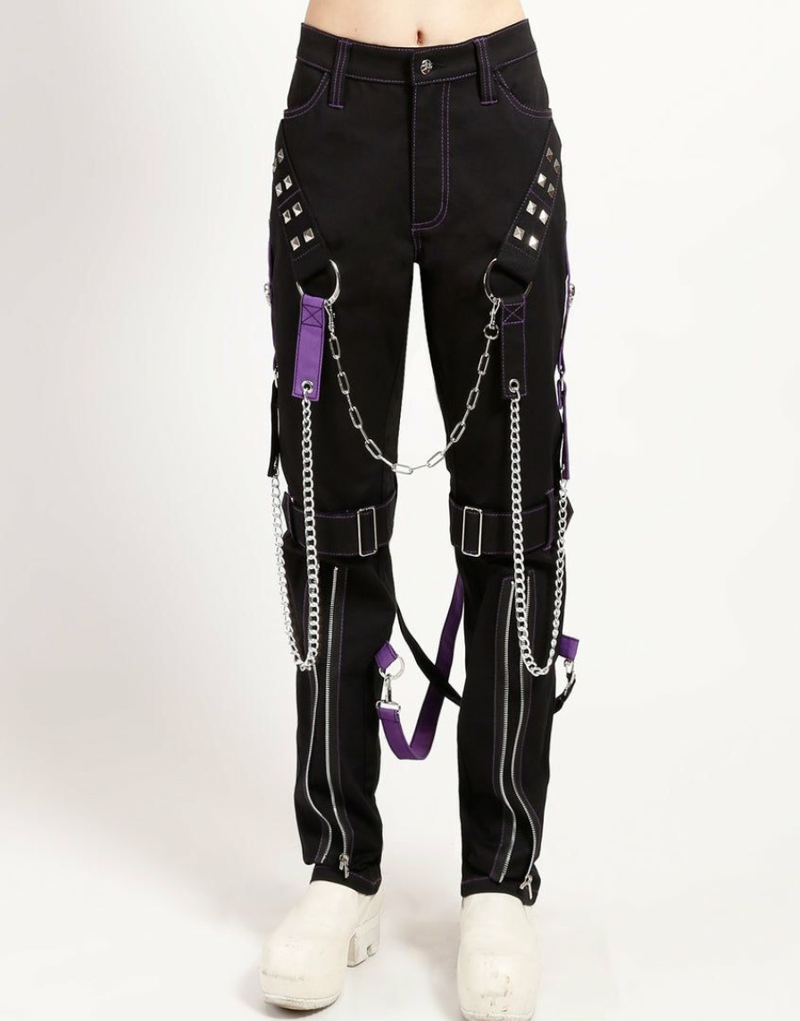 Women * | Trippnyc.Com Raider Pant Purple Women Black/Purple