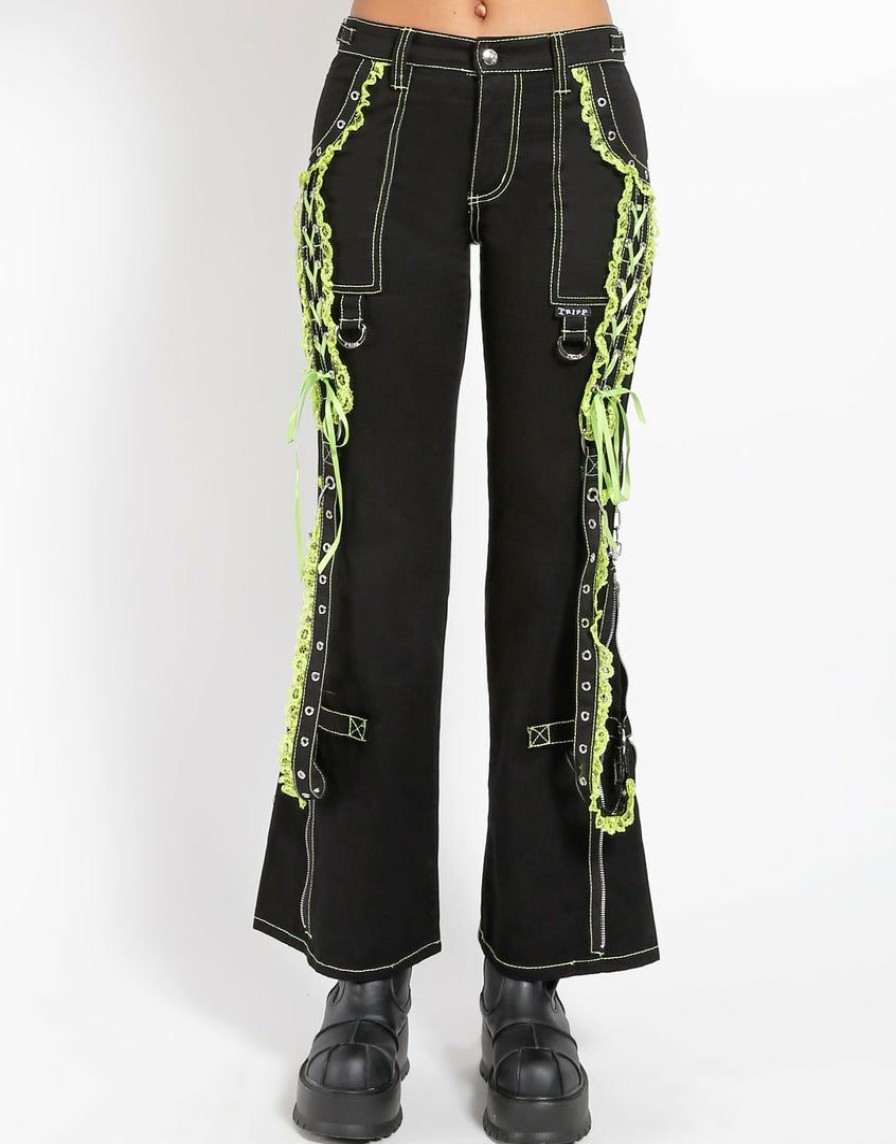 Women * | Trippnyc.Com Lolita Dark Street Pant Lime Black/Lime