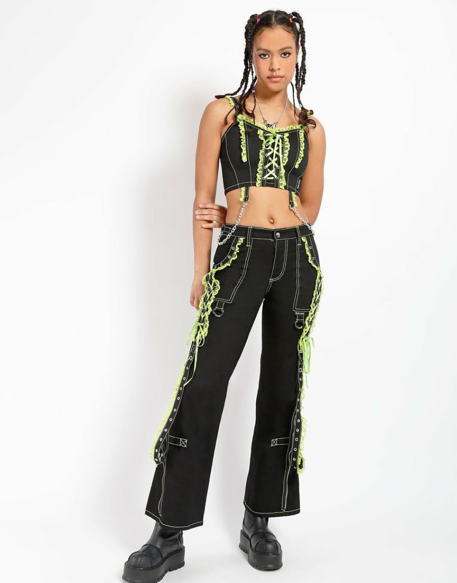 Women * | Trippnyc.Com Lolita Dark Street Pant Lime Black/Lime