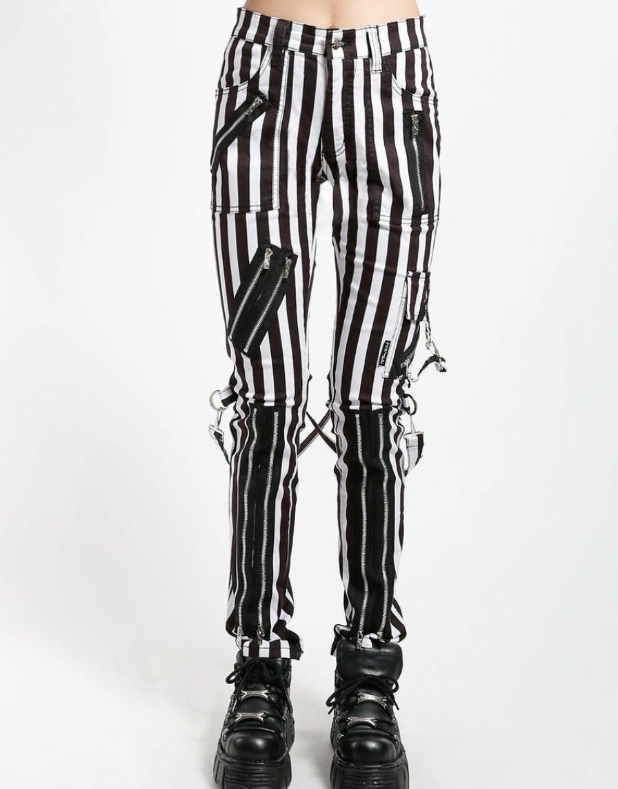 Women * | Trippnyc.Com Women Classic Slim Leg Bondage Pant Medium Stripe White And Black Stripe